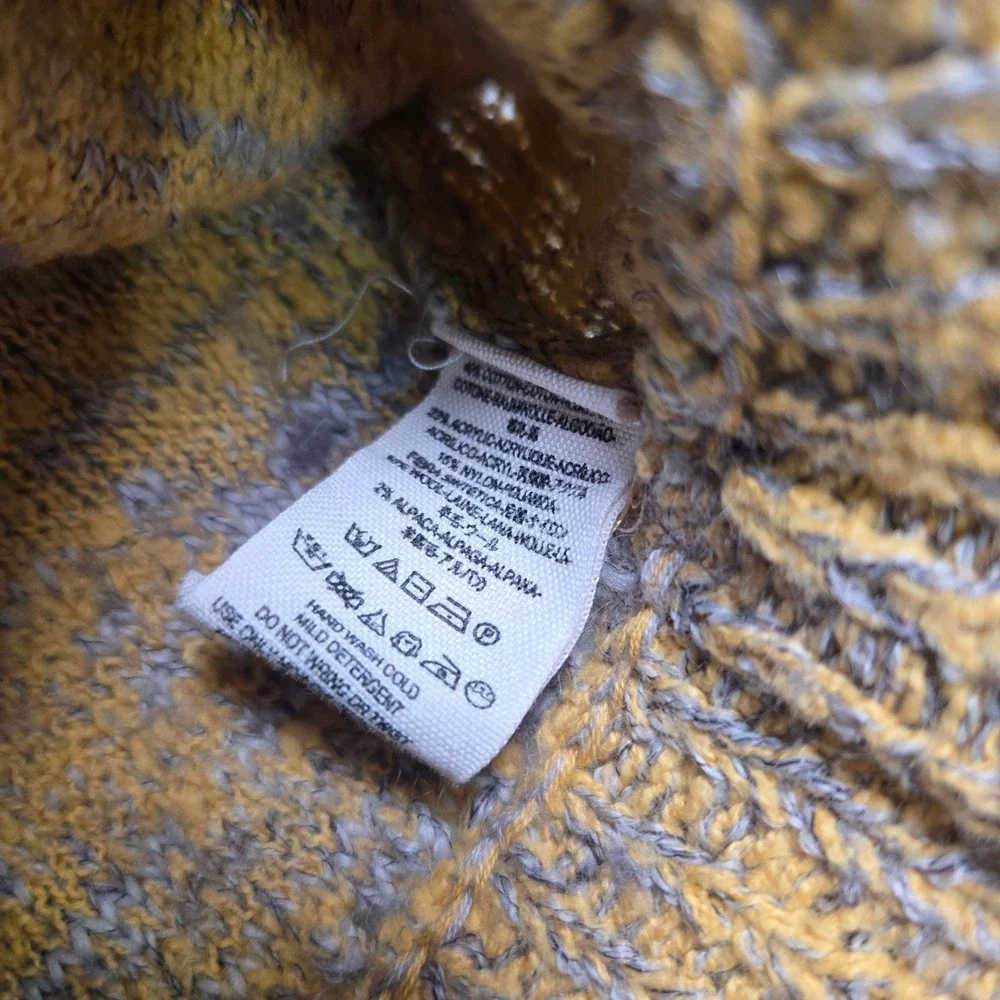 Free People Sweater Womens Small Yellow Marled Knit Cropped Slouchy Pockets Boho